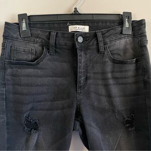AP BLUE  Jean Black Women's High Waisted Distressed Skinny Jeans with Cut Outs